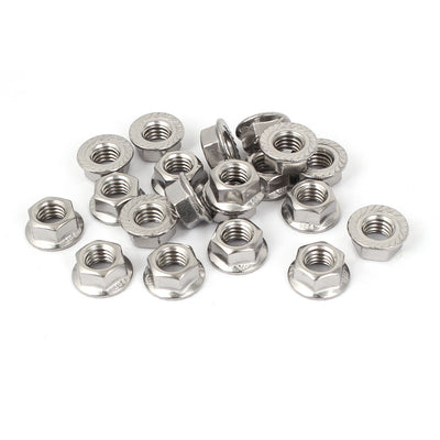 Harfington 3/8"-16 304 Stainless Steel Serrated Hex Flange Lock Nuts 20 Pcs