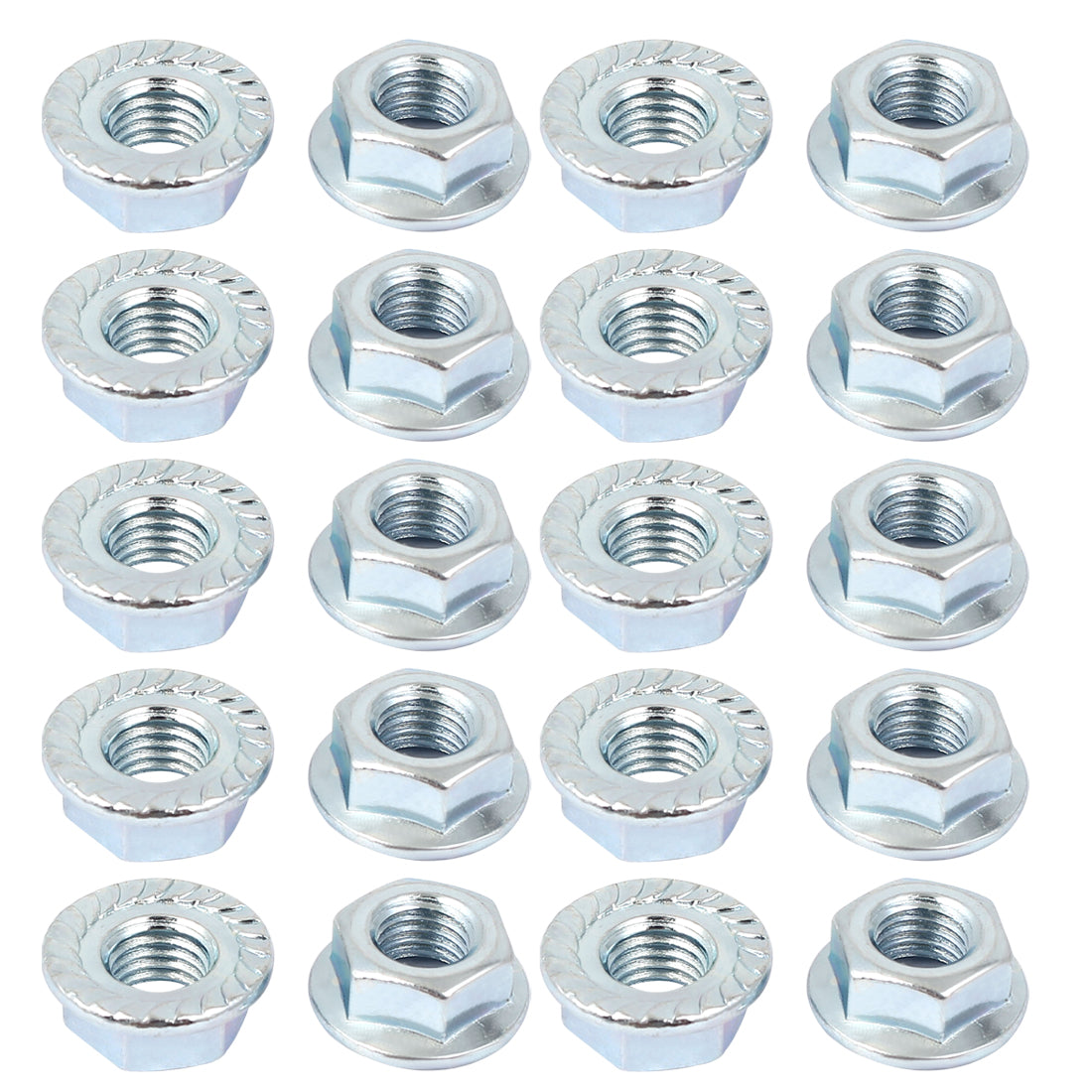 Harfington 5/16"x24 Carbon Steel Serrated Hex Flange Lock Nuts 20pcs