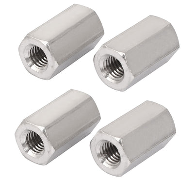 Harfington M10x30mm Stainless Steel Threaded Bar Rod Studding Hex Connector Deep Nut 4pcs