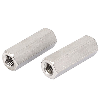 Harfington M8x40mm Stainless Steel Threaded Bar Rod Studding Hex Connector Deep Nut 2pcs