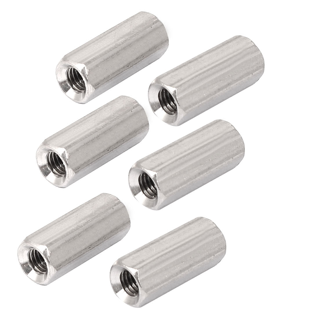 Harfington M5x20mm Stainless Steel Threaded Bar Rod Studding Hex Connector Deep Nut 6pcs