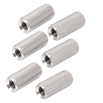 Harfington M5x20mm Stainless Steel Threaded Bar Rod Studding Hex Connector Deep Nut 6pcs