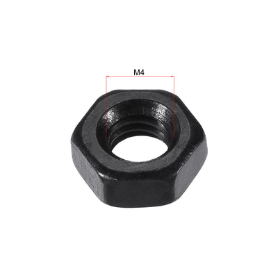 Harfington M4 Carbon Steel Grade 8 Hexagon Hex Nut Black 100pcs