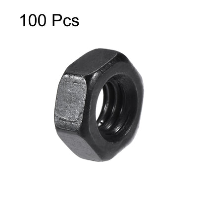 Harfington M4 Carbon Steel Grade 8 Hexagon Hex Nut Black 100pcs