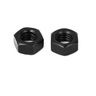 Harfington M6 Carbon Steel Grade 8 Hexagon Hex Nut Black 100pcs