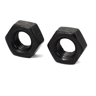 Harfington M6 Carbon Steel Grade 8 Hexagon Hex Nut Black 100pcs