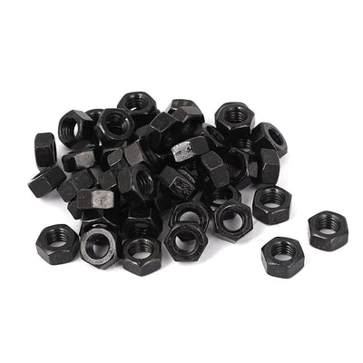 Harfington M8 Carbon Steel Grade 8 Hexagon Hex Nut Black 50pcs