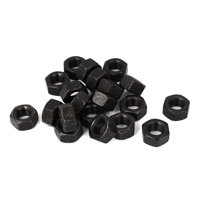Harfington M10 Carbon Steel Grade 8 Hexagon Hex Nut Black 20pcs