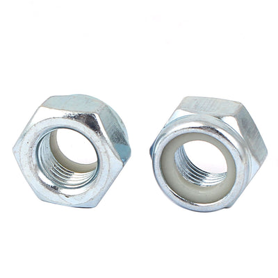 Harfington M12x1.25mm Zinc Plated Hex Lock Nuts Silver Tone 10pcs