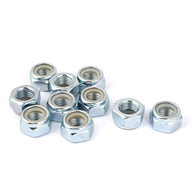 Harfington M12x1.25mm Zinc Plated Hex Lock Nuts Silver Tone 10pcs