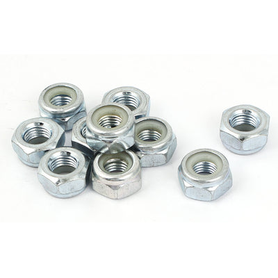 Harfington M10x1.25mm Zinc Plated Self-Locking Nylon Insert Hex  Lock Nut 10pcs