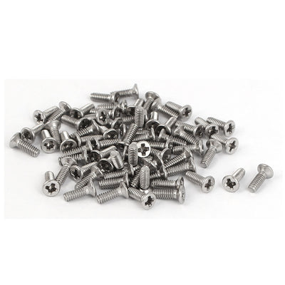 Harfington M2 x 6mm 316 Stainless Steel Phillips Drive Flat Head Screws Bolts 75 Pcs