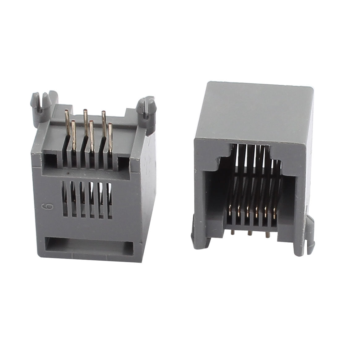 Harfington 17Pcs Gray Plastic Unshielded RJ12 6P6C Network Modular PCB Connector Jacks