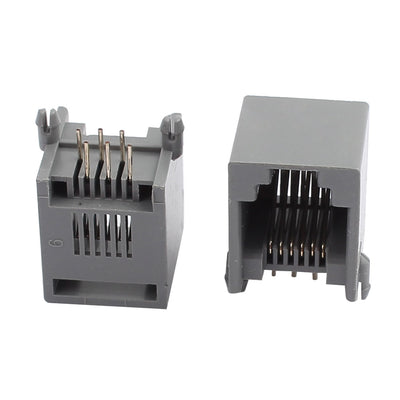 Harfington 17Pcs Gray Plastic Unshielded RJ12 6P6C Network Modular PCB Connector Jacks