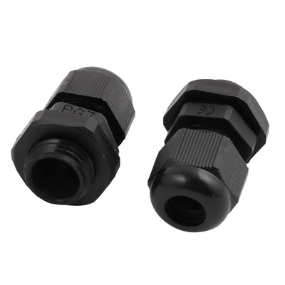 Harfington 16Pcs PG7 Nylon Waterproof Cable Gland Fixing Connector Joints Fastener Black 1.8x3CM