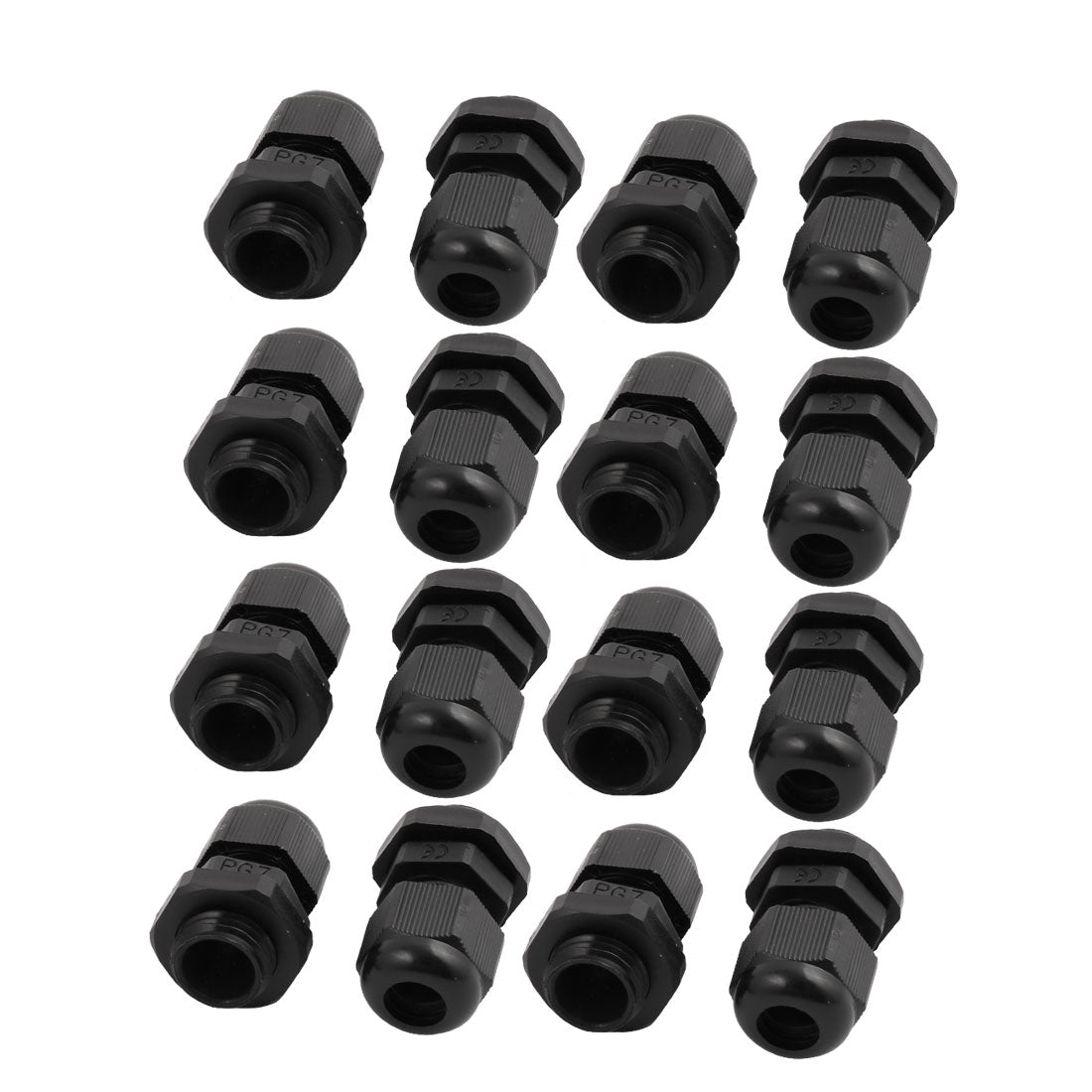 Harfington 16Pcs PG7 Nylon Waterproof Cable Gland Fixing Connector Joints Fastener Black 1.8x3CM