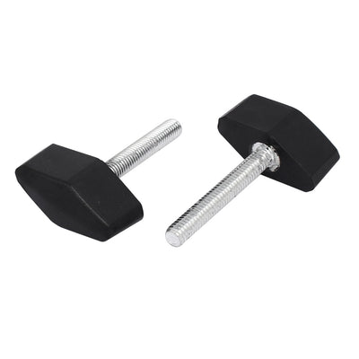 Harfington M6 x 40mm Plastic T Shape Screw Bolts Clamping Knobs Grips Black 4pcs