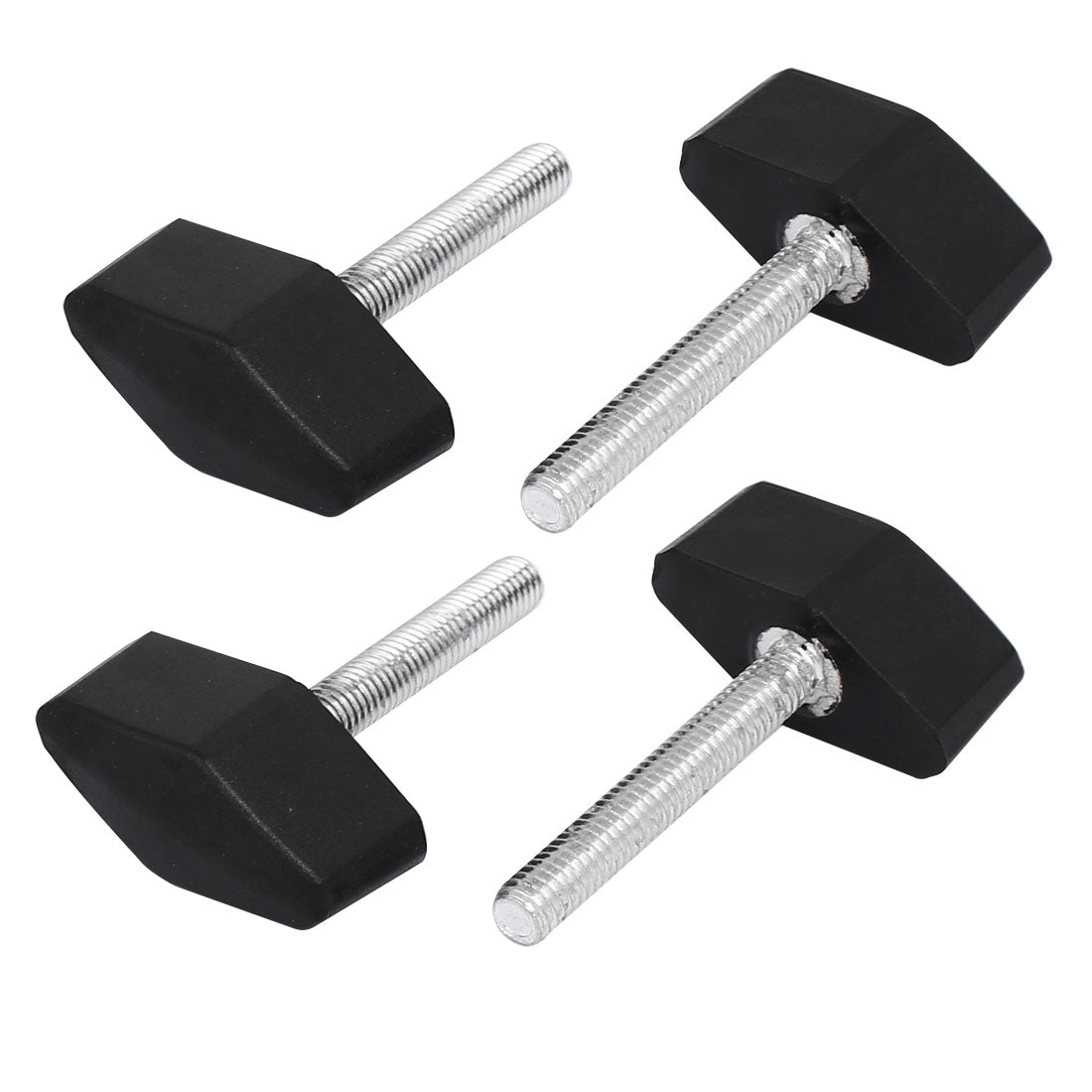 Harfington M6 x 40mm Plastic T Shape Screw Bolts Clamping Knobs Grips Black 4pcs