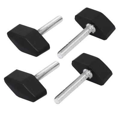Harfington M6 x 40mm Plastic T Shape Screw Bolts Clamping Knobs Grips Black 4pcs