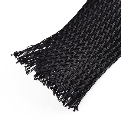 Harfington 15M 12mm Wide Nylon Mesh Rigging Conduit Flex  Expandable Sleeving Black