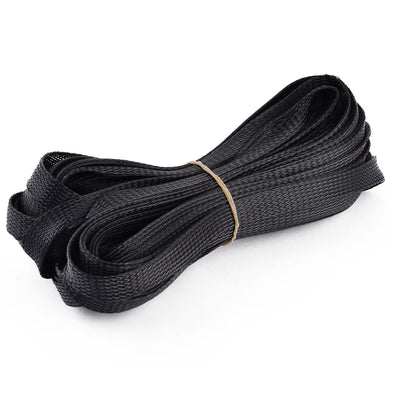 Harfington 15M 12mm Wide Nylon Mesh Rigging Conduit Flex  Expandable Sleeving Black