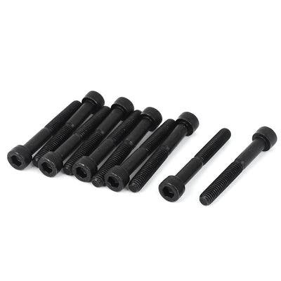 Harfington M6 x 45mm 12.9 Alloy Steel Hex Socket Key Head Cap Screws Bolts Black 10pcs