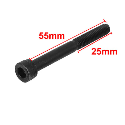 Harfington 10 Pcs M6 x 55mm 25mm Long Partially Threaded Cap Point Hex Socket Screws Bolts