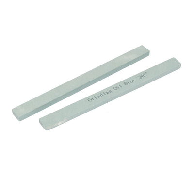 Harfington 150mm x 12mm x 6mm 240 Grit Rectangular Oil Stone Sharpeners Green 2 Pcs