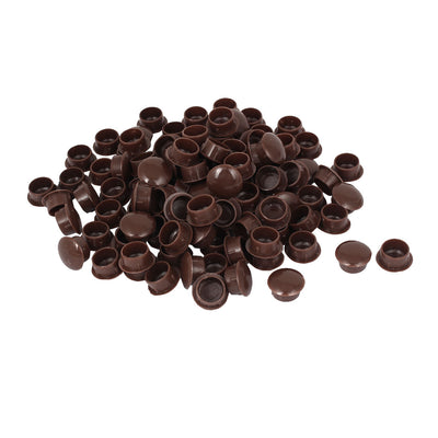 Harfington 15mm Diameter Hole Brown Plastic Press On Furniture Screw Cap Covers 100 Pcs