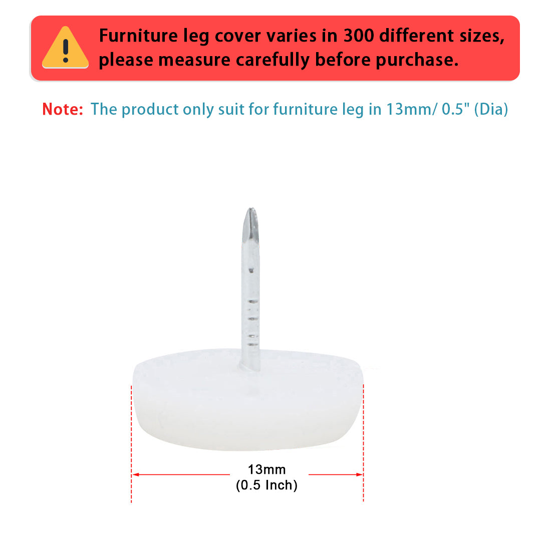 Harfington 13mm Dia Nylon Head Furniture Desk Chair Table Pad Foot Nails Protector 100 Pcs