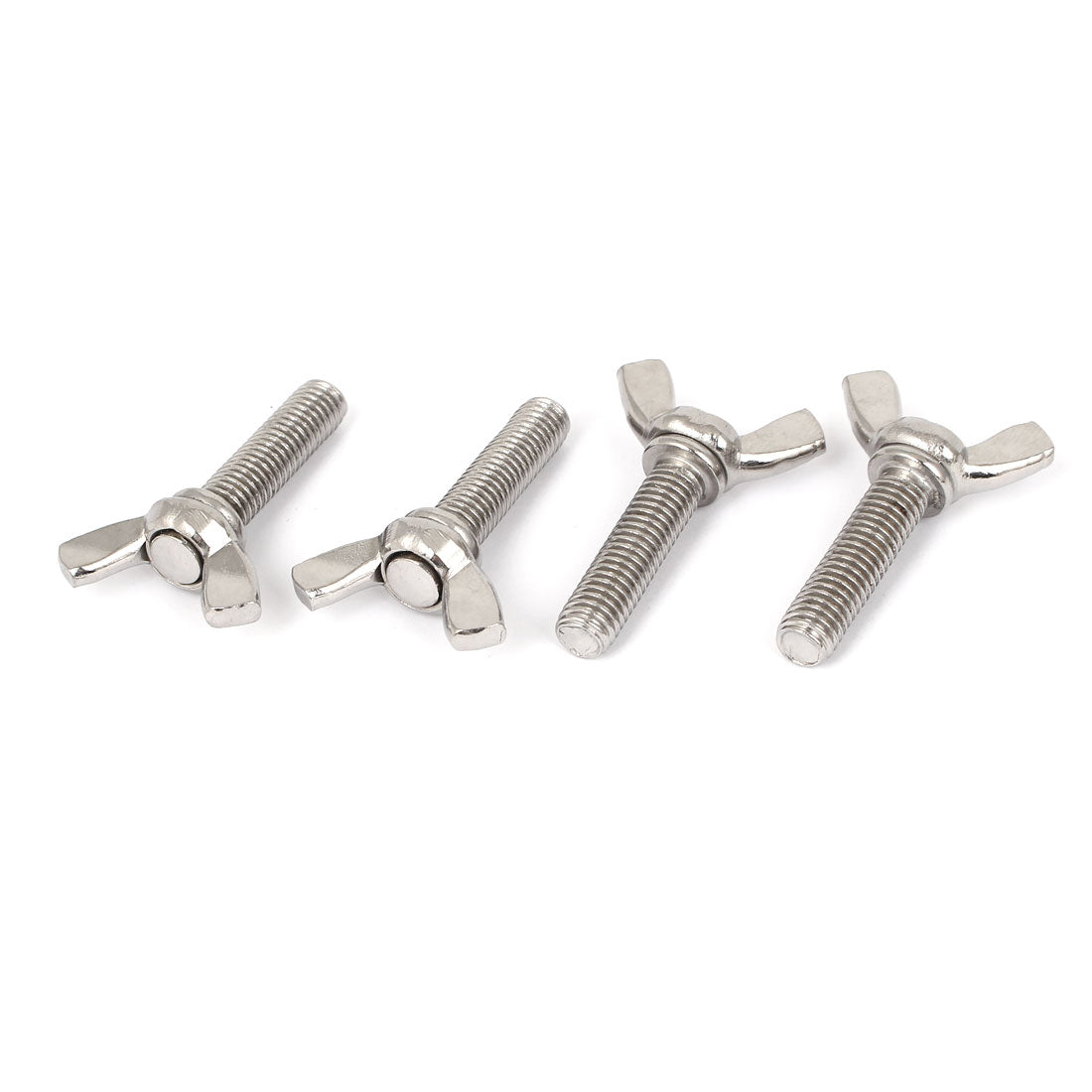 Harfington M8 x 30mm Thread 304 Stainless Steel Wing Screw Bolts Hardware Silver Tone 4 Pcs