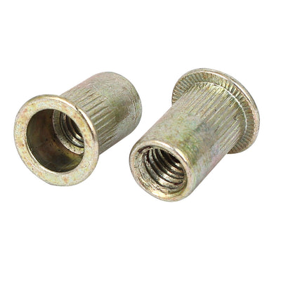 Harfington M8 x 18mm Thread Metal Flat Head Rivet Nut Insert Nutserts Bronze Tone 40 Pcs