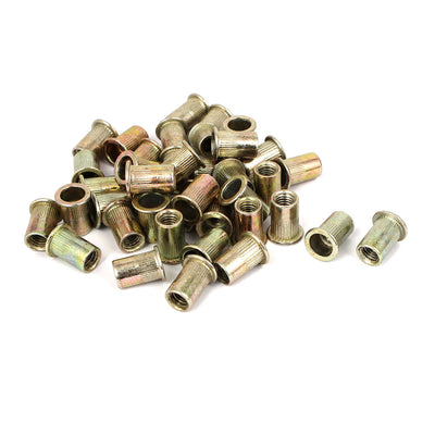 Harfington M8 x 18mm Thread Metal Flat Head Rivet Nut Insert Nutserts Bronze Tone 40 Pcs