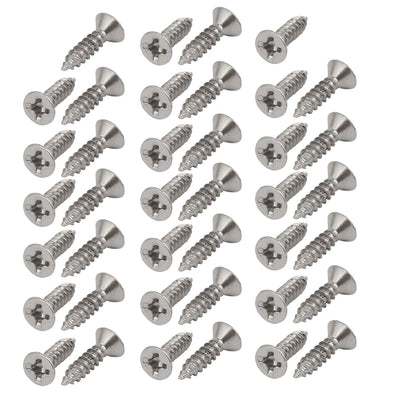 Harfington Silver Tone Self Tapping Phillips Flat Head Sheet Metal Screws M3x10mm 40 Pcs
