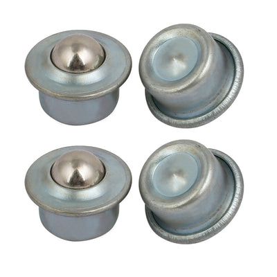 Harfington 15mm Dia Metal Flange Mount Ball Transfer Bearing Unit Conveyor Roller 4Pcs