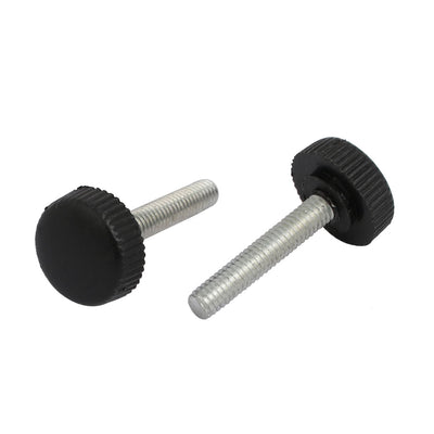 Harfington M4x20mm Thread 14mm Dia Plastic Straight Round Knurled Grip Clamping Knob 10pcs