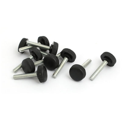 Harfington M4x20mm Thread 14mm Dia Plastic Straight Round Knurled Grip Clamping Knob 10pcs