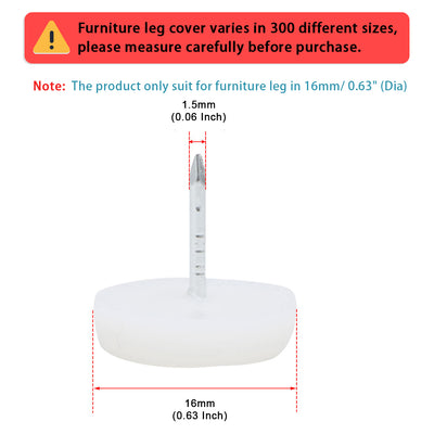 Harfington 16mm Dia Nylon Head Furniture Chair Table Feet Glide Protector Nail White 400pcs