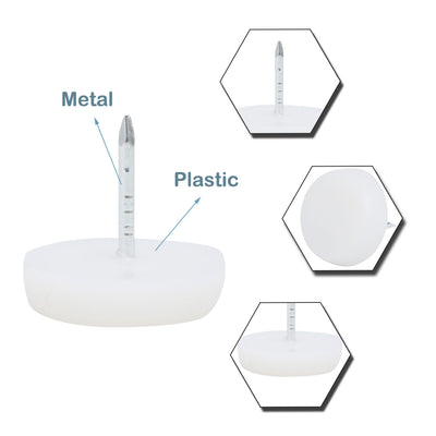 Harfington 16mm Dia Nylon Head Furniture Chair Table Feet Glide Protector Nail White 400pcs