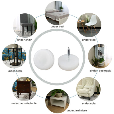 Harfington 18mm Dia Nylon Head Furniture Chair Table Feet Glide Protector Nail White 100pcs