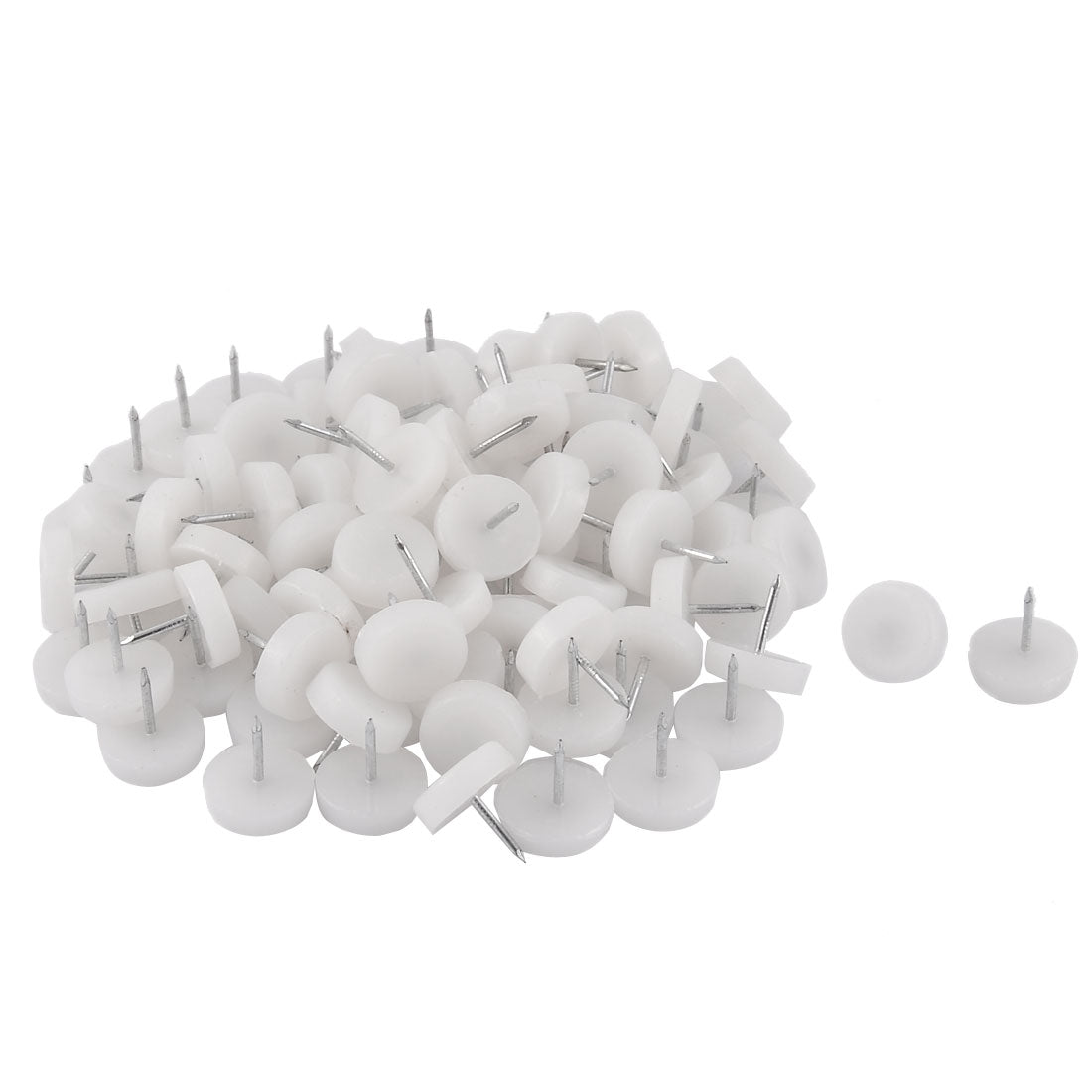 Harfington 18mm Dia Nylon Head Furniture Chair Table Feet Glide Protector Nail White 100pcs