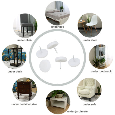 Harfington 18mm Dia Nylon Head Furniture Chair Table Feet Glide Protector Nail White 200pcs