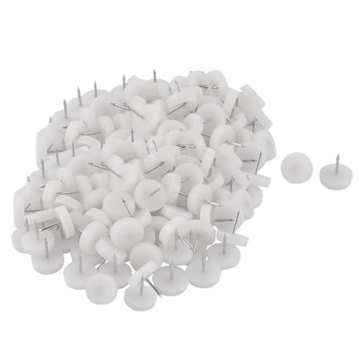 Harfington 18mm Dia Nylon Head Furniture Chair Table Feet Glide Protector Nail White 200pcs