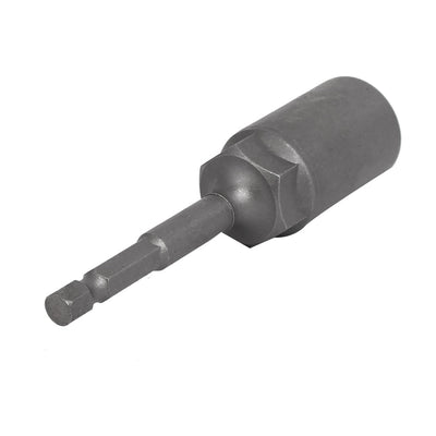 Harfington 17mm Socket 1/4" Hex Shank 100mm Length Nut Drivers Adapter Drill Bit Gray