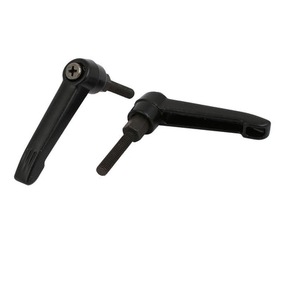 Harfington Machinery Rotatable Clamping Lever Knob Metal Adjustable Handle Black 5pcs