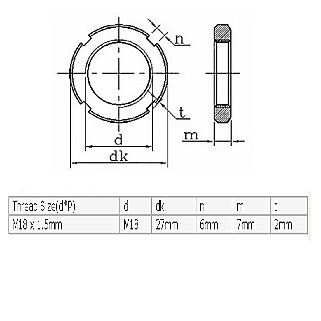 Harfington 4pcs M18 x 1.5mm Pitch Slotted Round Nuts DIN 1084 for Hook Spanners