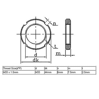 Harfington 4 Pcs M33 x 1.5mm Pitch Slotted Round Nuts GB812 for Hook Spanners