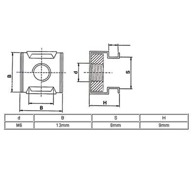 Harfington 20 Pcs M6 x 1mm Pitch 304 Stainless Steel Floating Cage Nuts for Sever Rack Cabinet