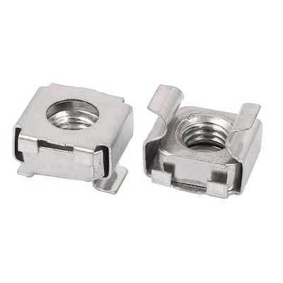 Harfington M8 x 1.25mm Pitch 304 Stainless Steel Square Cage Nuts Siliver Tone 10pcs