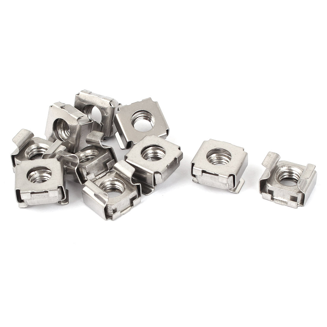 Harfington M8 x 1.25mm Pitch 304 Stainless Steel Square Cage Nuts Siliver Tone 10pcs